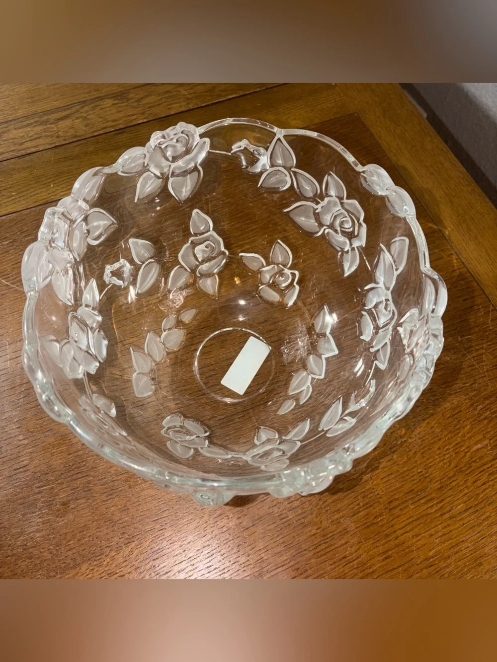 Mikasa Clear Floral Embossed Glass Serving Bowl